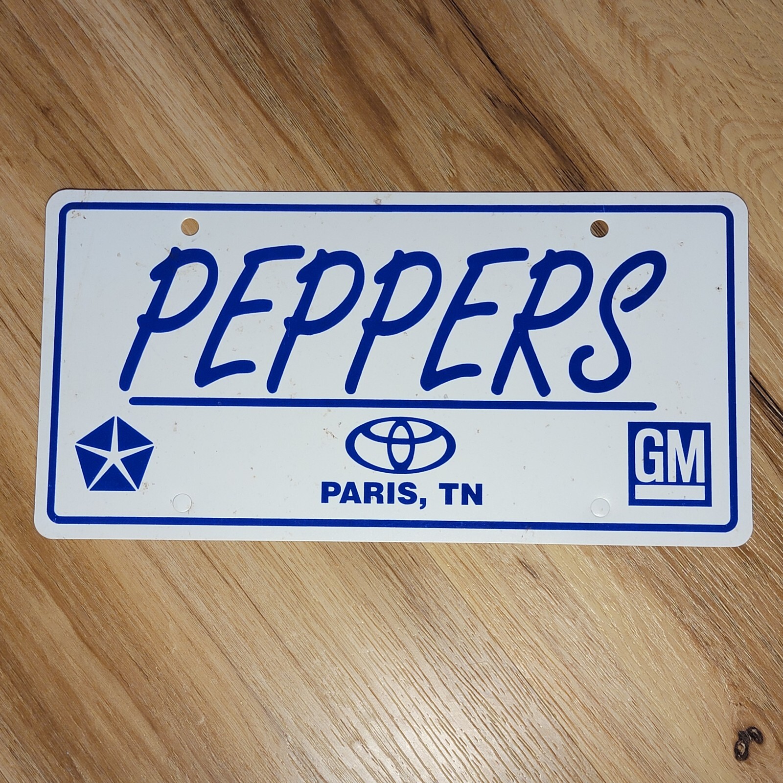 Peppers Paris Tennessee GM Dealership Booster License Plate Tag eBay