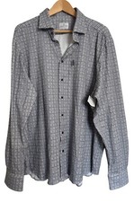 Emanuel Berg Modern 4 Flex Stretch Size XXL 18" Sport Shirt Grey Floral Pattern