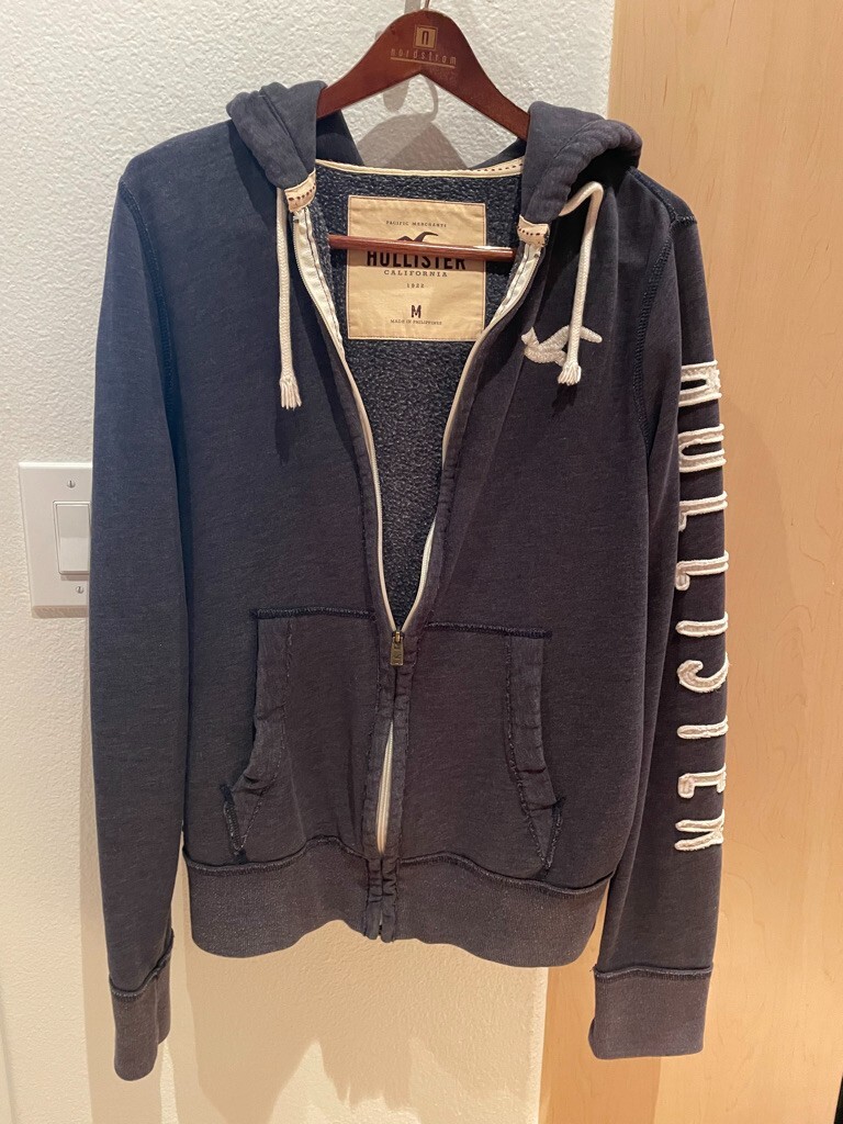 Hollister ZipUp Navy Blue Hoodie Men's Medium Jolly Kids Castles