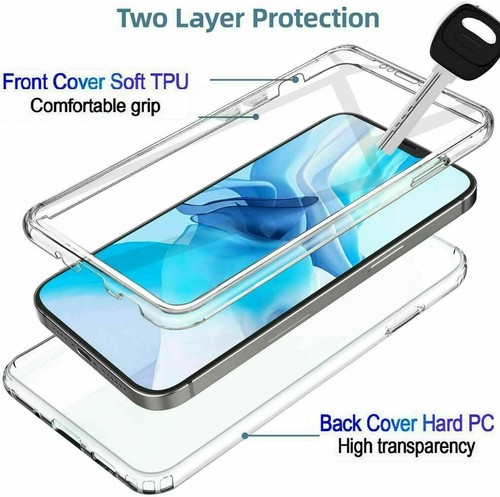 Full Body Clear Hybrid Shockproof 360 Case For iPhone 16 15 14 12 11 13 Pro Max - Picture 2 of 7