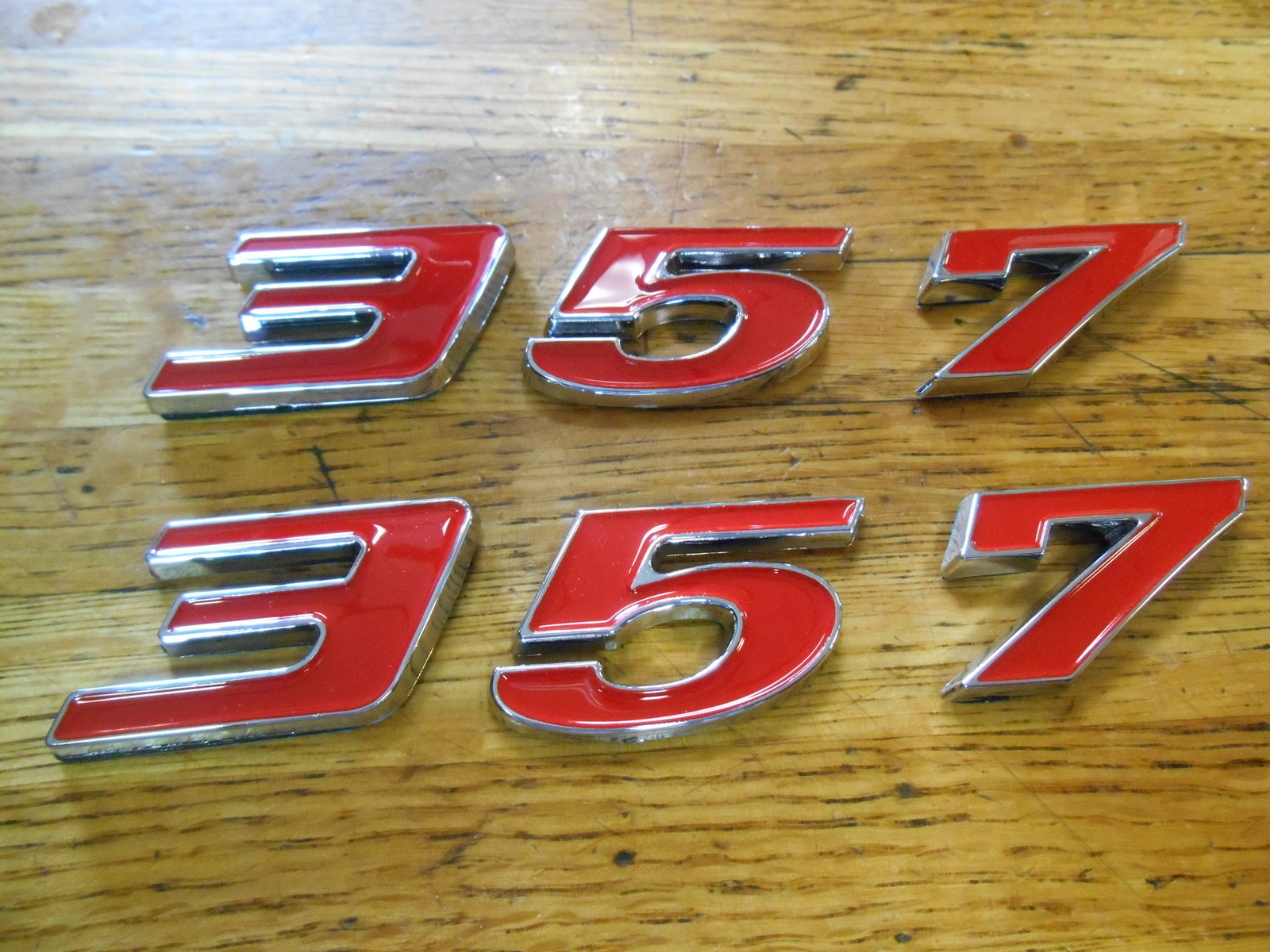 FORD 357 ENGINE ID FENDER HOOD SCOOP QUARTER PANEL TRUNK EMBLEMS RED | eBay