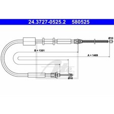 ATE Handbremsseil bremsseil hinten rechts passend für Fiat Punto Van 176L 176