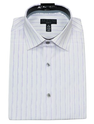 Alfani AlfaTech Striped Stain Resistant Button Down Men's Dress Shirt NWT