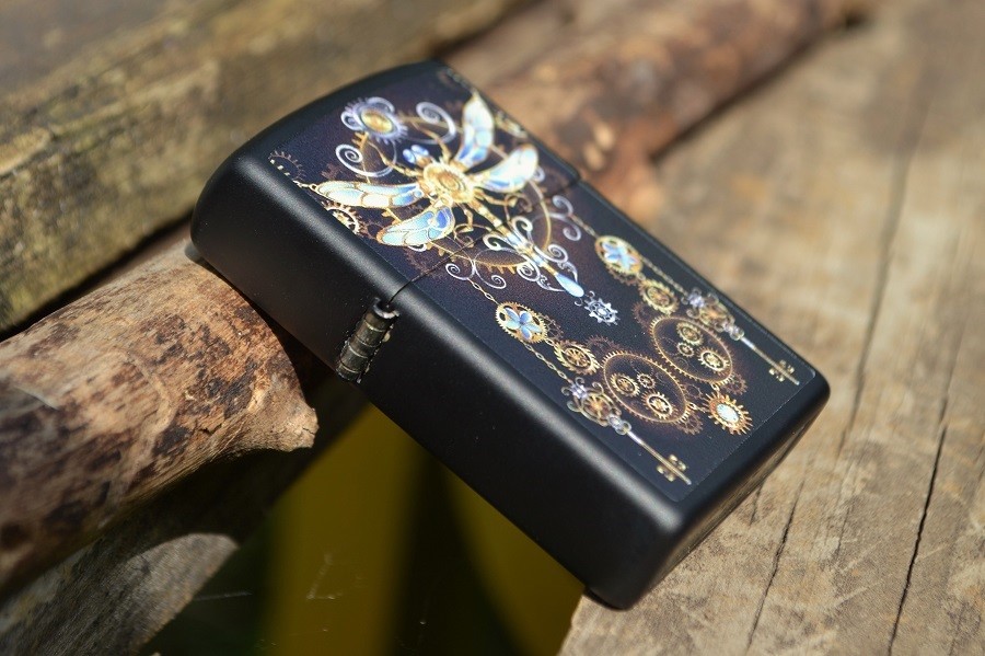 Zippo Lighter - Dragonfly Steampunk - Gear Wheels - Keys - Matte