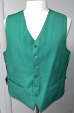 Men's Dress Vest EMERALD GREEN Color Button Down Size 44 EUC St Patrick  s Day