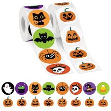 Alynta 1000Pcs Halloween Stickers Cute Happy Black and Orange