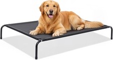 Black Elevated Dog Bed Outdoor Raised Pet Cot Cooling Mesh 37 Inches Waterproof