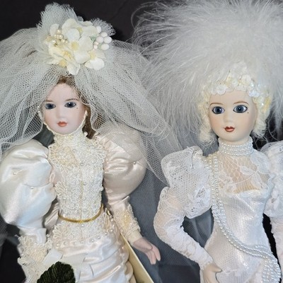 VTG Gorham Valentine's Ladies Porcelain Dolls Felicia & Marianna 1988 11'' LTD ED