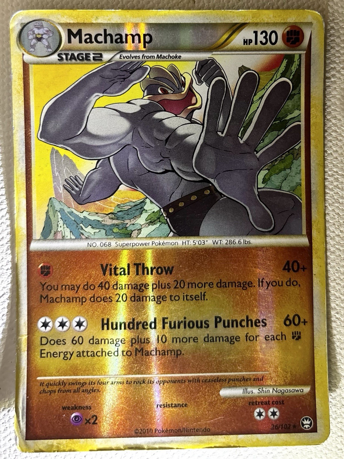 Nintendo Machamp 26/102 Triumphant Reverse Holo Rare 130HP Pokemon TCG EN 2010