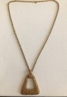 Vintage Coventry Gold Tone Pendant Necklace Textured Triangle 1970s — photo 3