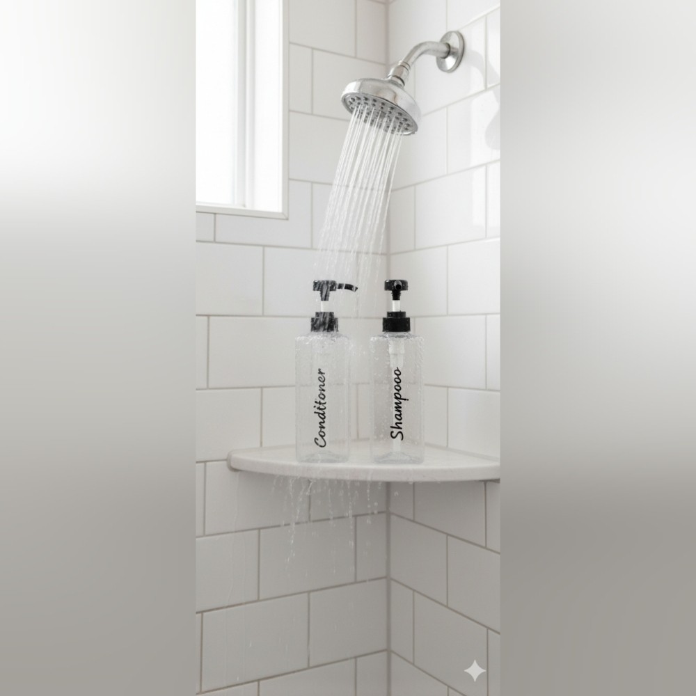 Refillable Shampoo And Conditioner Bottles (Clear 21oz)