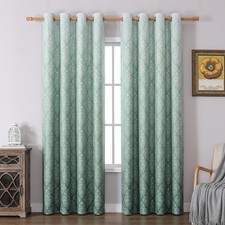 Ombre Blackout Curtains 84 Inch for Living Room, Damask European Print Patter...