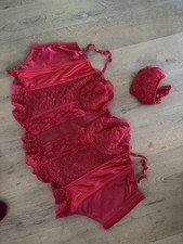Tolle  Kirschrot corsage korsett mieder xl Neuware Plus String