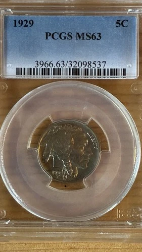 1929 5C PCGS MS63 BUFFALO Nickel GOLD ORIGINAL COLOR BOTH SIDES TONE TONED SEE*