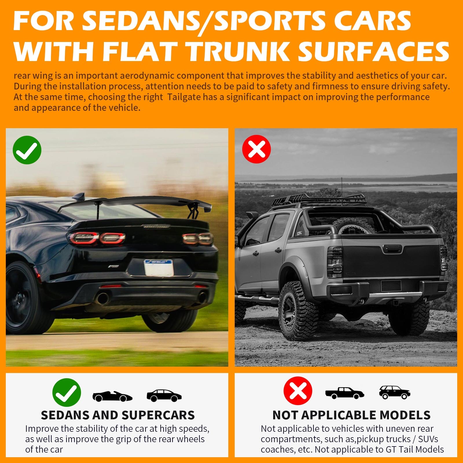 For Lamborghini Huracan PRO STYLE 55" GT Racing Rear Trunk Spoiler Wing Carbon