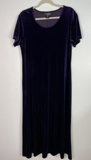 Vtg Whimsigoth Maxi Dress L Purple Velvet Dark Romantic Fairygrunge Fall Office
