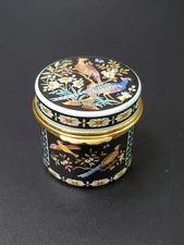 Halcyon Days Bilston & Battersea Enamel Trinket Box - Chinoisorie Style - Birds