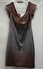 Guess Womens Gold Silver Sparkle Short Sleeve Sweetheart Neck Mini Dress Size 10