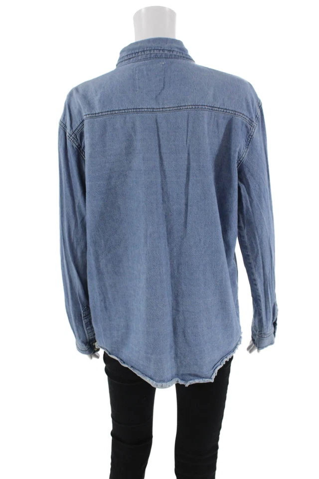 Top One by One cucharadita para mujer con botones azul talla S Foto 4 de 4