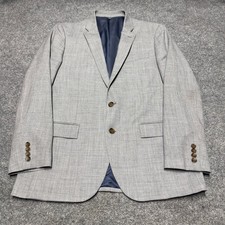 J.Crew Voyager Thompson Men 40R Suit Jacket Light Gray 100 Wool Blazer B8632