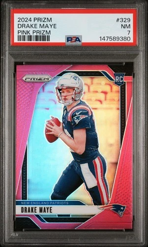 2024 PANINI PRIZM PINK PRIZM #329 DRAKE MAYE ROOKIE RC PSA 7