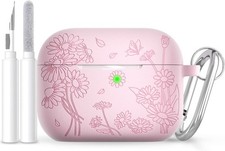 for AirPods Pro 3 Case (2025) DamonLight Daisy Floral Engraved Shockproof Protec