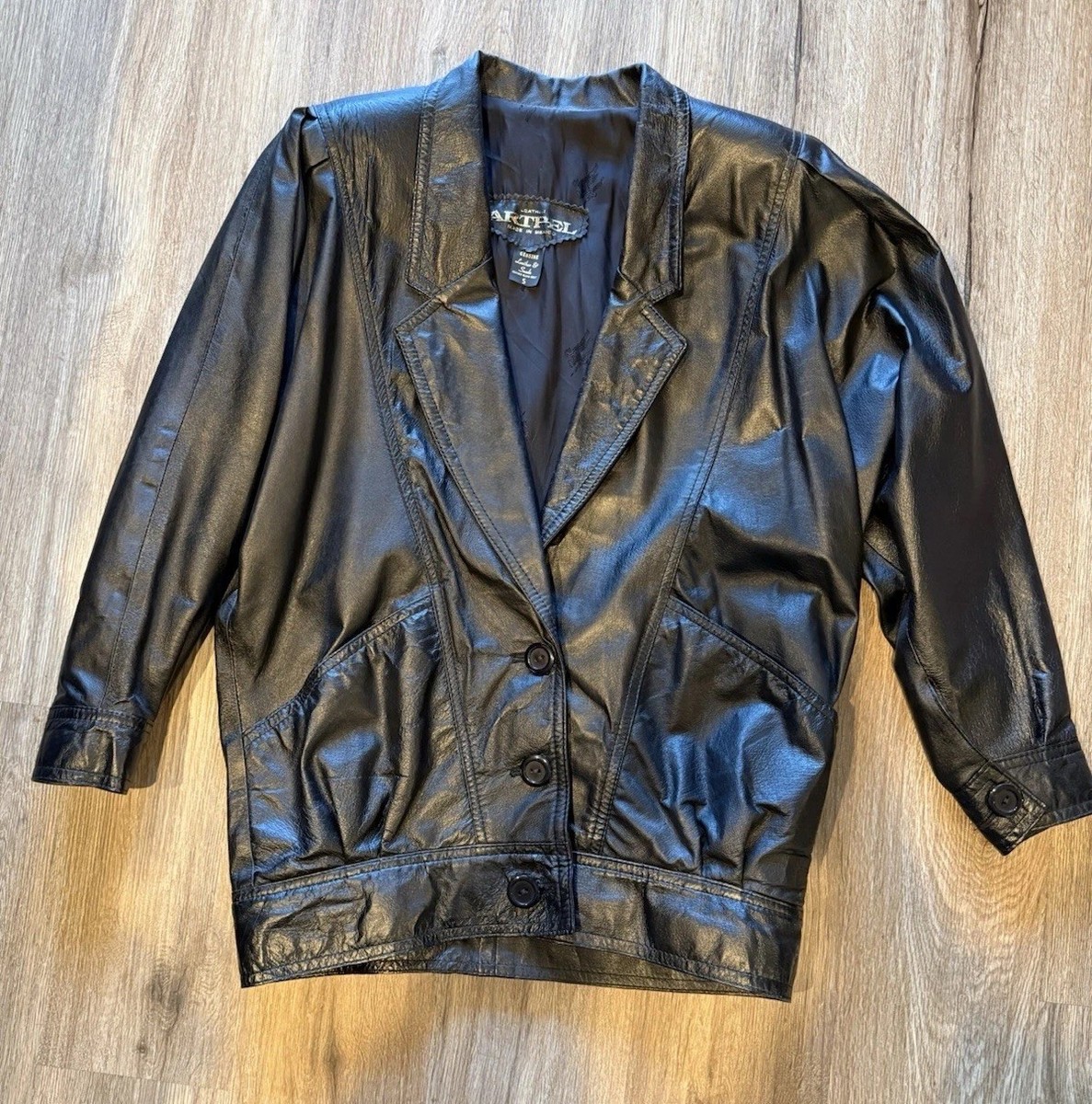 Vintage Artpel Black Leather Suede Jacket Womens S 80s 90s Bomber