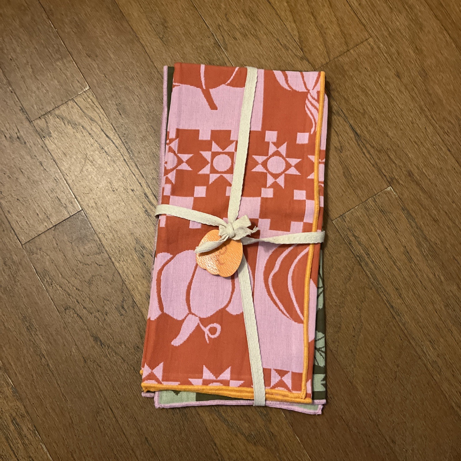 New Anthropologie Pumpkin Jacquard Set of 2 Dish/Tea Towels