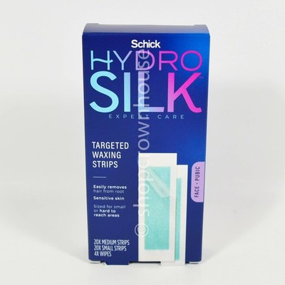 Schick Hydro Silk TARGETED WAXING STRIPS for Face + Pubic Hair Removal
