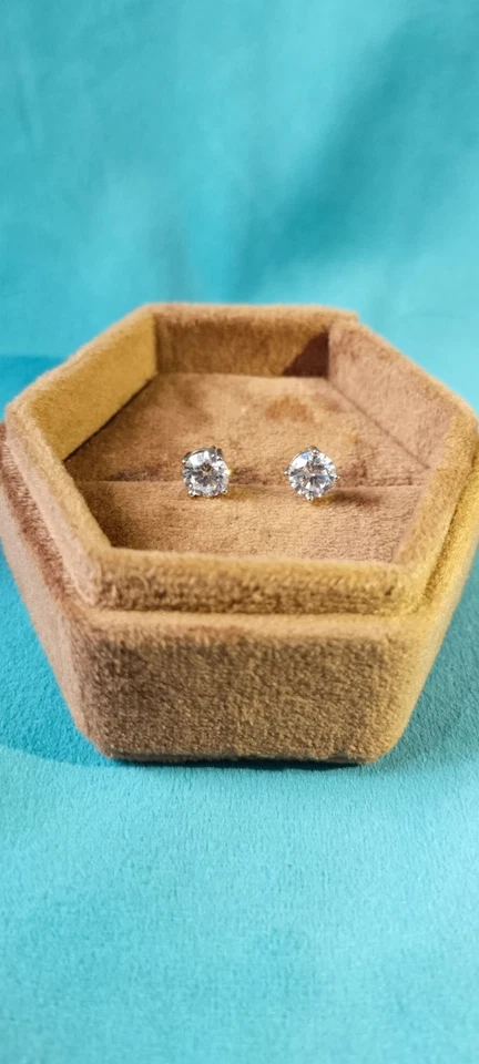 Ouro branco sólido 14k! PAR de Brincos de Diamante 3/4CTTW CT GENUÍNO REAL - Imagem 4 de 4