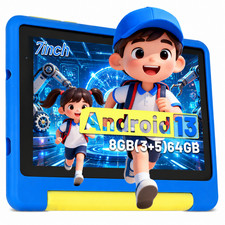 7 inch Kids Tablet Android 13 8GB RAM 64GB ROM IPS HD Dual Camera Parental Ctrl