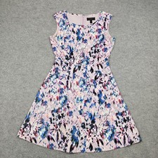 J.Crew Dress Womens 4 Pink Multicolor Floral Fit & Flare Scoop Neck Lined