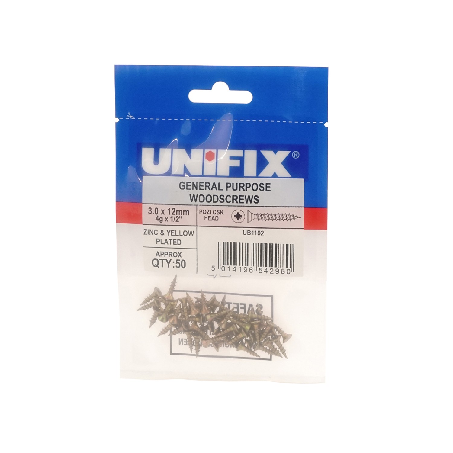 Unifix General Purpose Chippy Woodscrews 6.0 x 60mm - UB9CHIPPY/220 - Box of 125
