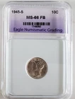 1945-S Mercury US Dime-90% Silver Uncirculated Certified MS66 FB ENG