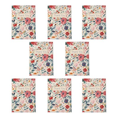 Dankeskarten elegantes Aquarell Frühling Blumenmuster 8er Pack, leer A6