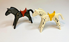 2 Vintage 1974 PLAYMOBIL Horses w/ Saddles