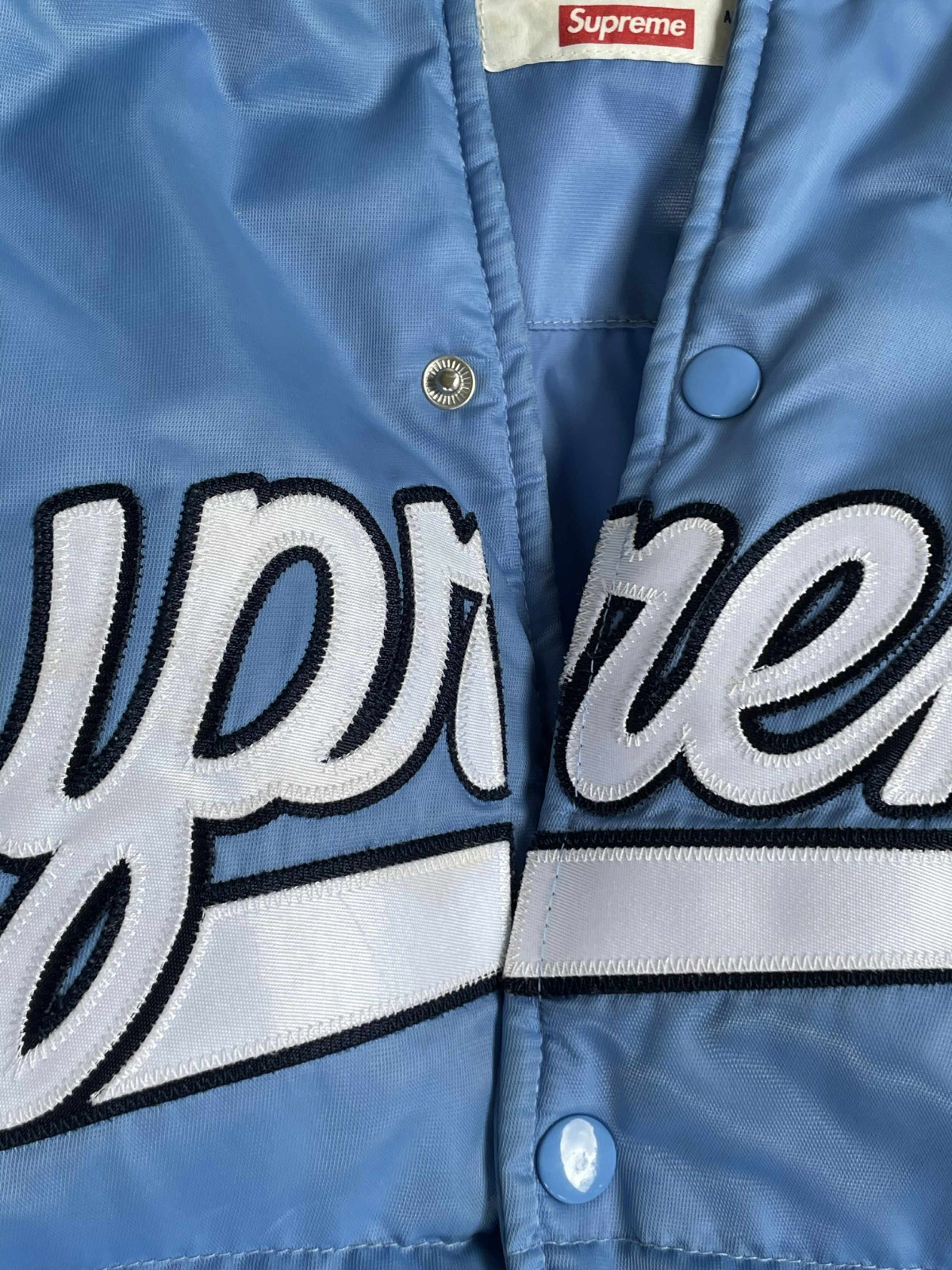 Jacket Supreme Script Varsity Puffy Light Blue 10… - image 9