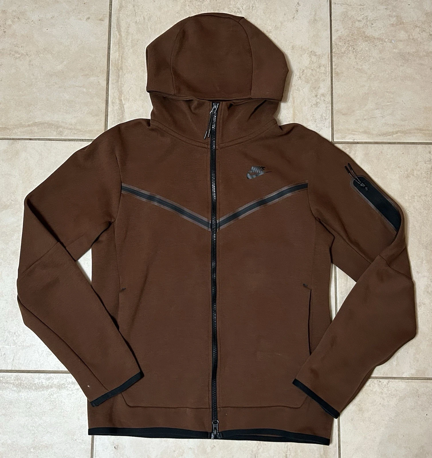 Nike Sportswear Tech Fleece Full Zip Hoodie Men Small Brown CU4489 259