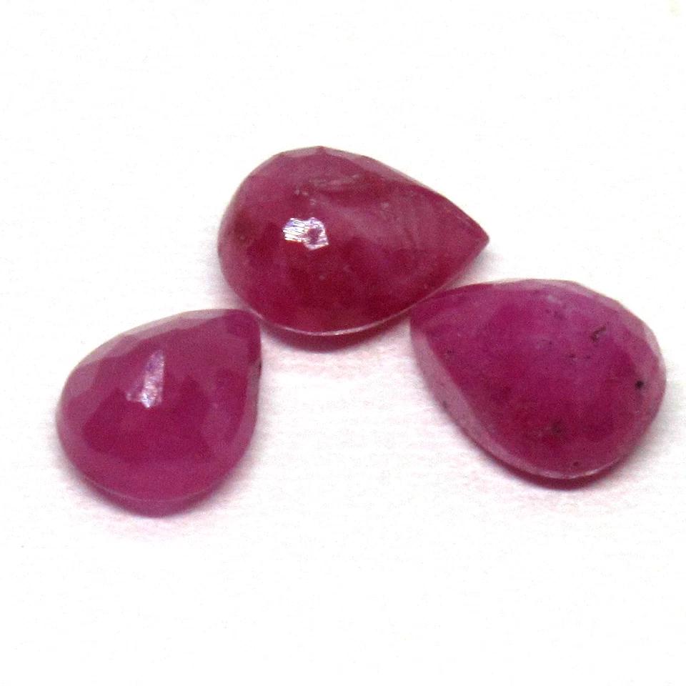 3pcs Natural Pink Ruby Pear 4.7x4mm Loose Gemstones Ready for Jewellery Making - Image 3 of 4
