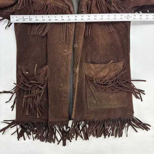 Vintage Western Leder Wildleder Fransen Jacke Größe M Braun - Bild 4 von 14