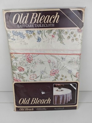 Vintage alte Bleach rechteckige Tischdecke Wildblumen Blumen Retro Neu Landhaus