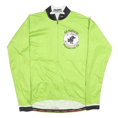 JAKROO Herren Grünes Radtrikot XL Langarm Reißverschluss Voller Frontlogo Druck