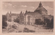 1900 Postcard German Empire Frankfurt a.M. playhouse fairy tale fountain tram