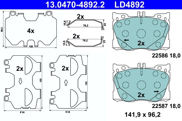 Bremsbelagsatz FÜR MERCEDES-BENZ GLC (X253) - ATE 13.0470-4892.2-image