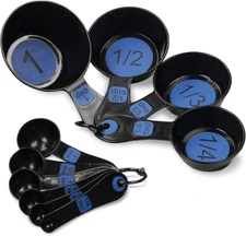 Plastic Measuring Cup Set, 10 Piece Set, Blue