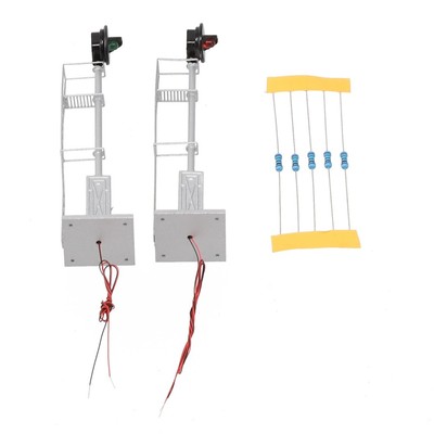 2* HO Scale LEDs Signal Modelleisenbahn, Zwei-Lichter Suchscheinwerfer Feinstahl DC3V.