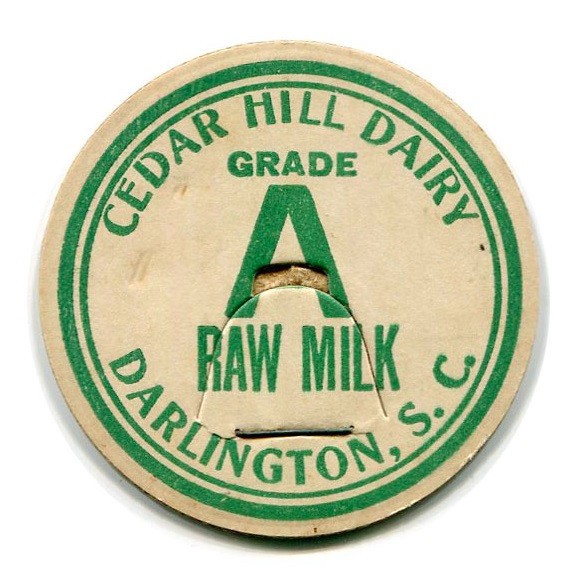 Cedar Hill Dairy Darlington SC Milk Bottle Cap South Carolina S C Farm