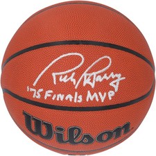 Rick Barry Warriors Signed Wilson Authentic Series Basketball w/Finals MVP Insc