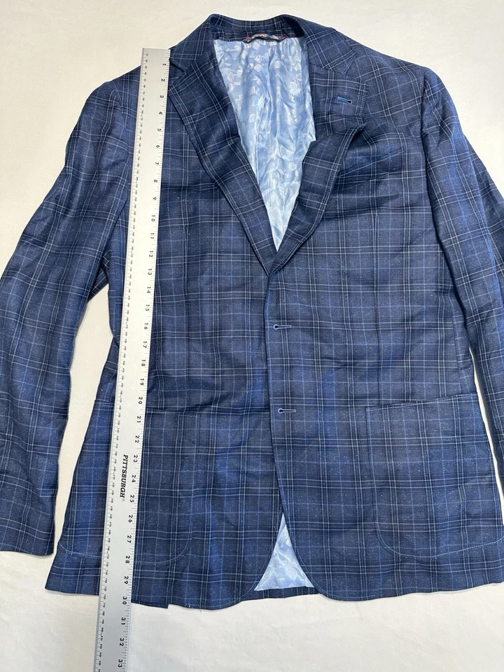 Chaqueta Abrigo Deportivo Robert Graham Blazer Azul Cuadros Para Hombre 44L Ajuste A Medida Foto 2 de 4