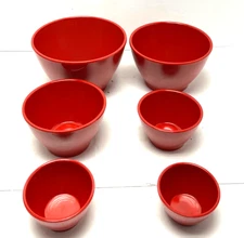 Rachael Ray Bowls 6 Piece Food Prep Nesting Melamine Red Party Measuring Bowl